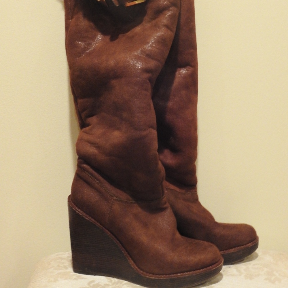 MICHAEL Michael Kors Brown Suede Wedge Heeled Boots